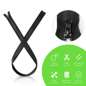 Size 5 Single-Opening Resin Zipper (Black/100cm/2-pack) | Resin teeth, smooth and durable | Single-opening design, suitable for jackets/hoodies/backpacks | DIY sewing/clothing repair/crafts