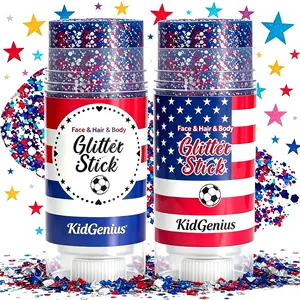 KIDGENIUS Festival Party Glitter Stick - USA-Themed Cosmetic Body & Hair Shimmer, Smooth Easy-Apply Waterproof Long-Lasting Face Highlighter Makeup Stick