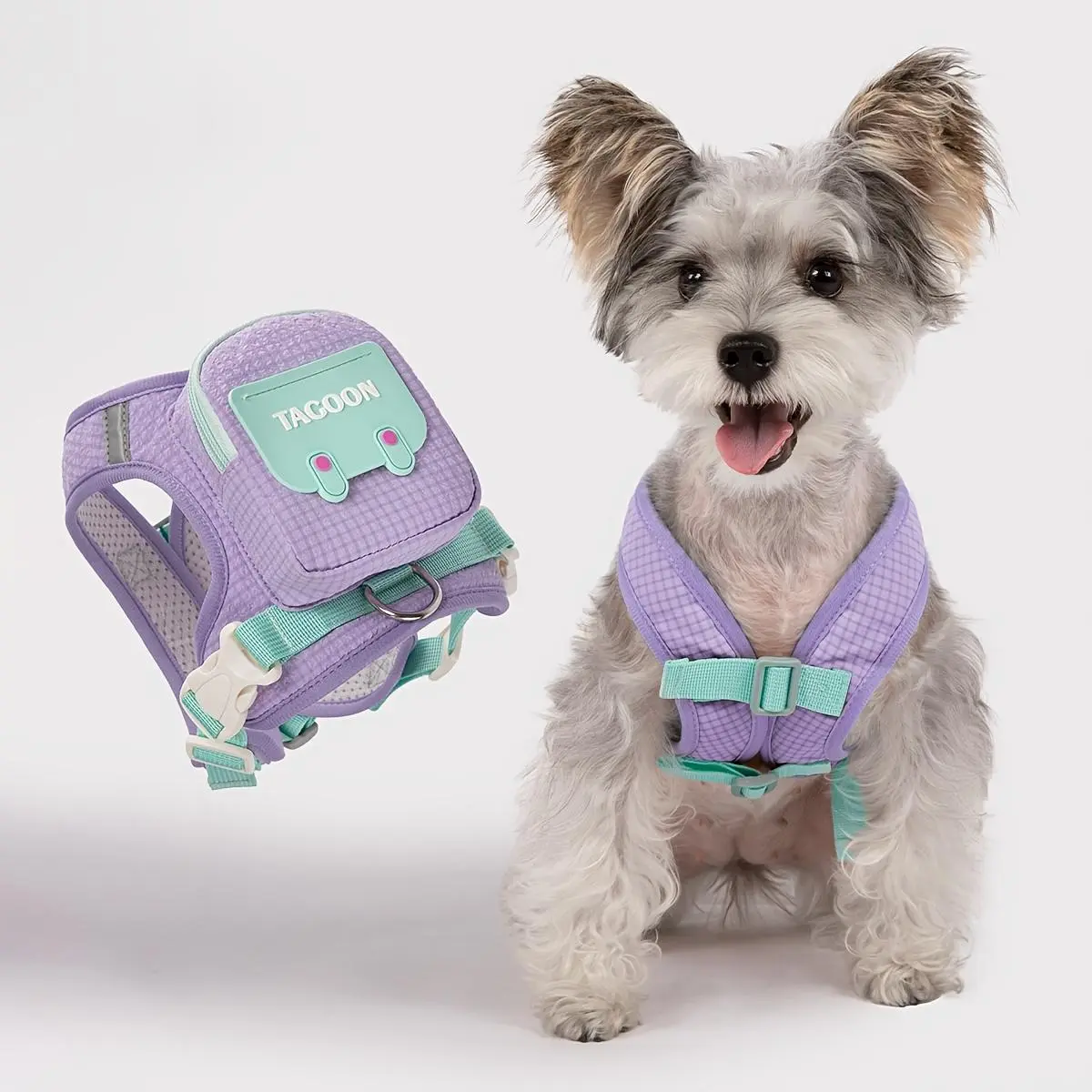 Reflective Dog Vest Backpack Harness - Lightweight Breathable Mesh Fabric No-Pull Pet Safety Harnesses, Adjustable Fit for Small-Medium Dogs, Machine Washable, Outdoor Walking, Reflective Tape, Night Walks