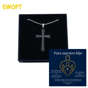 Cross Necklace Gift for Son, Christian Necklace with Message Card, Mom to Son Gift