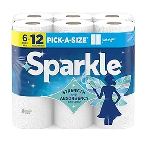 Sparkle Pick-A-Size Paper Towels, 6 Double Rolls (660 Sheets Total) - Strong 2-Ply  Wipes