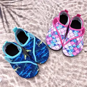 New Colorful Fish Scale Beach Shoes Girls, Outdoor Shoes, Adjustable 0.39inch Thick Soft Rubber Sole (Feet That Worn Up) - Perfect Beach, Vacation, And Water Youngsters.