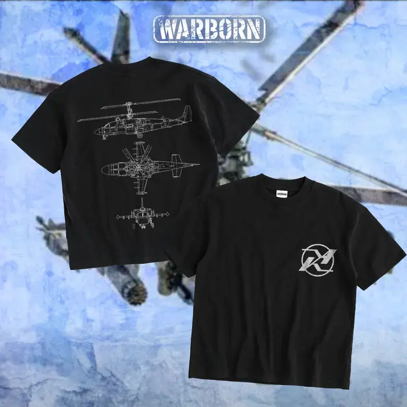 WARBORN KA-52 Alligator Attack Helicopter Graphic T-Shirt/Hoodie for Men, Russian Military Streetwear, Tactical Aviation