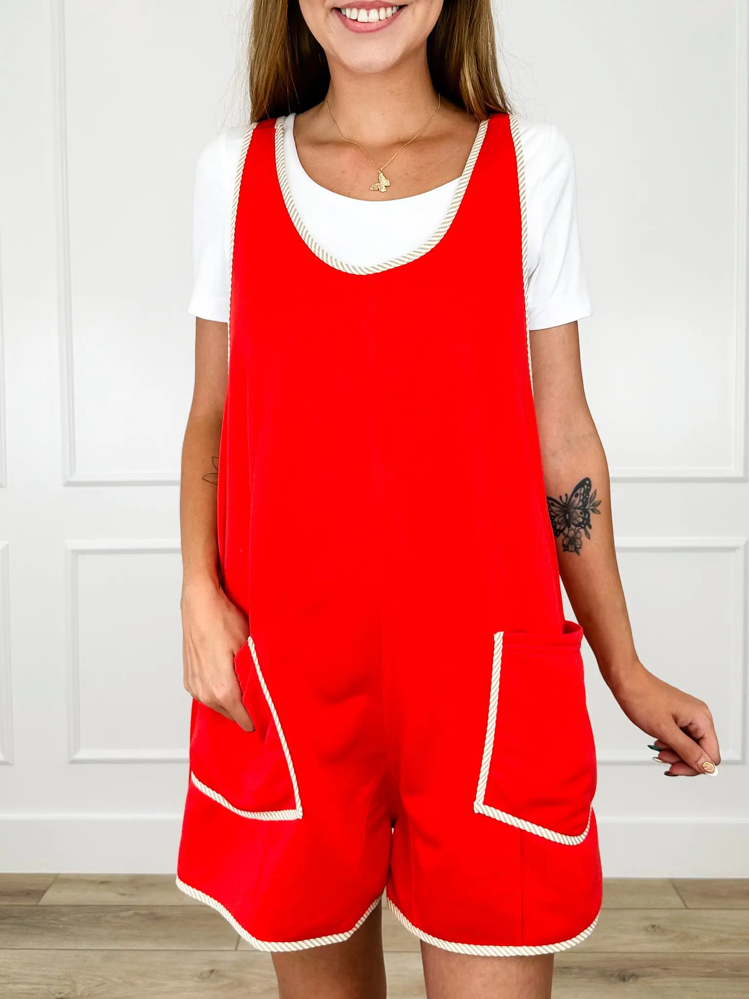 Every Now & Then Red Avery Mae Romper