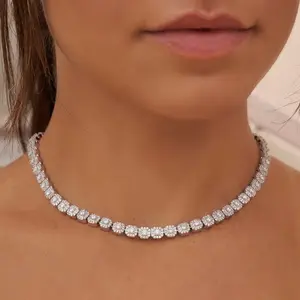 Micro Clustered Tennis Necklace in White Gold - Perfect Gift
