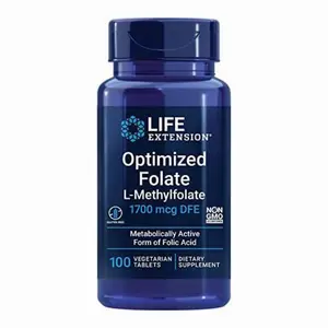 Optimized Folate - L-methylfolate - Heart & Brain Support, Healthy Homocysteine Levels, 1700 mcg DFE, 100 Tablets, Healthcare, Dietary Vitamin Fitness