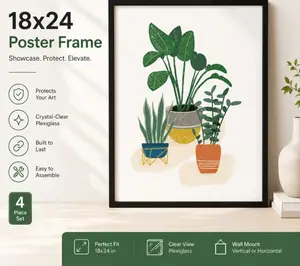Mainstays 18x24 Black Picture Frame – Modern Flat Profile Wall Photo Frame for Posters, Artwork & Photos