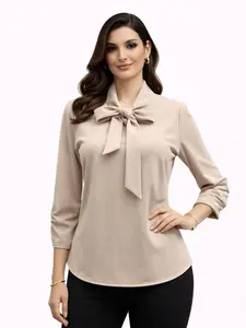 Elegant Ribbon-Tie Blouse