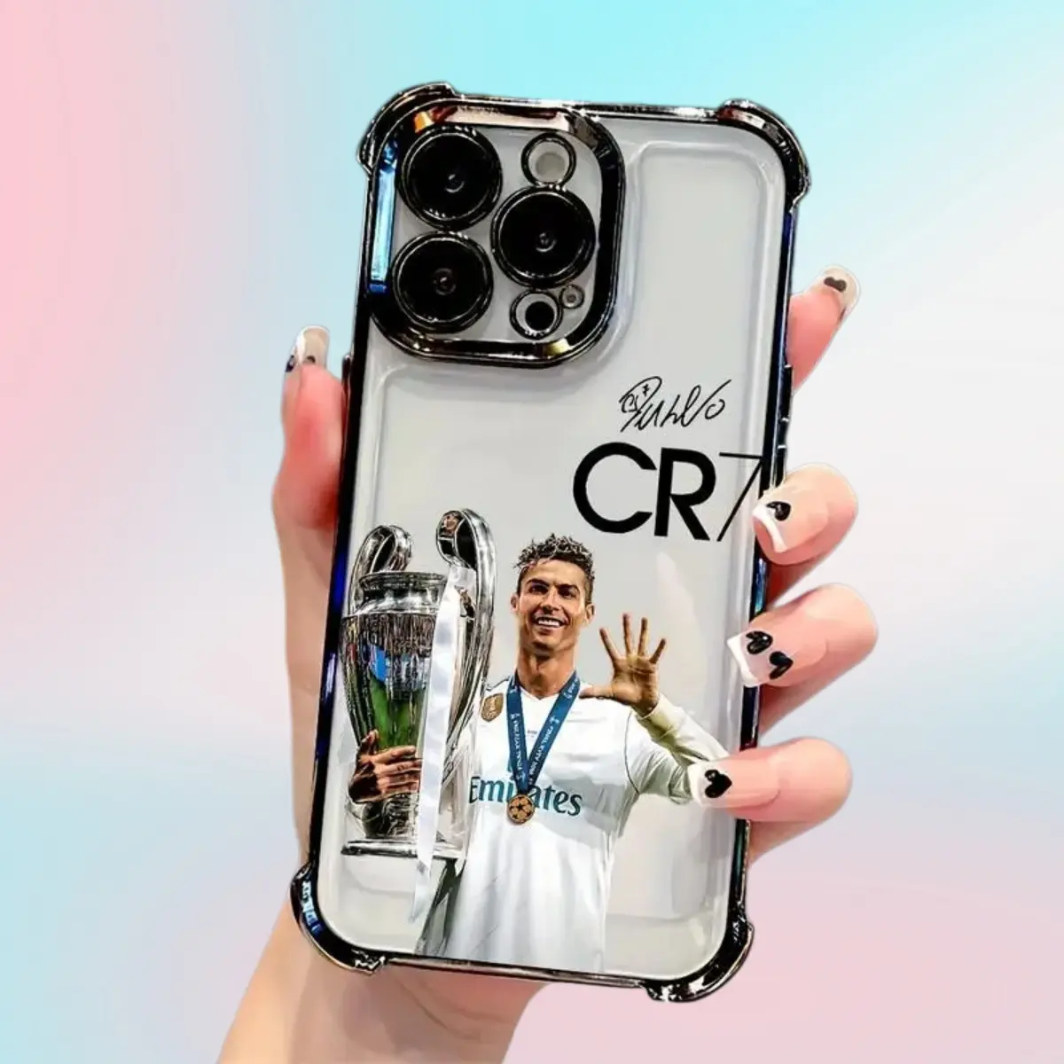 SU! CR7 Football Star Golden Ball Animal-Themed Colorful TPU Phone Casing - Flexible, Shockproof, Transparent Soft Back Cover, Easy Installation, Personalized Design for iPhone 17 Pro Max,16,15,14,13,12,11 Pro Max Mobile Accessories