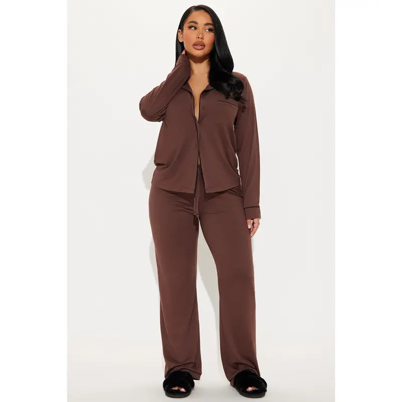 In The Morning PJ Pant Set - Chocolate