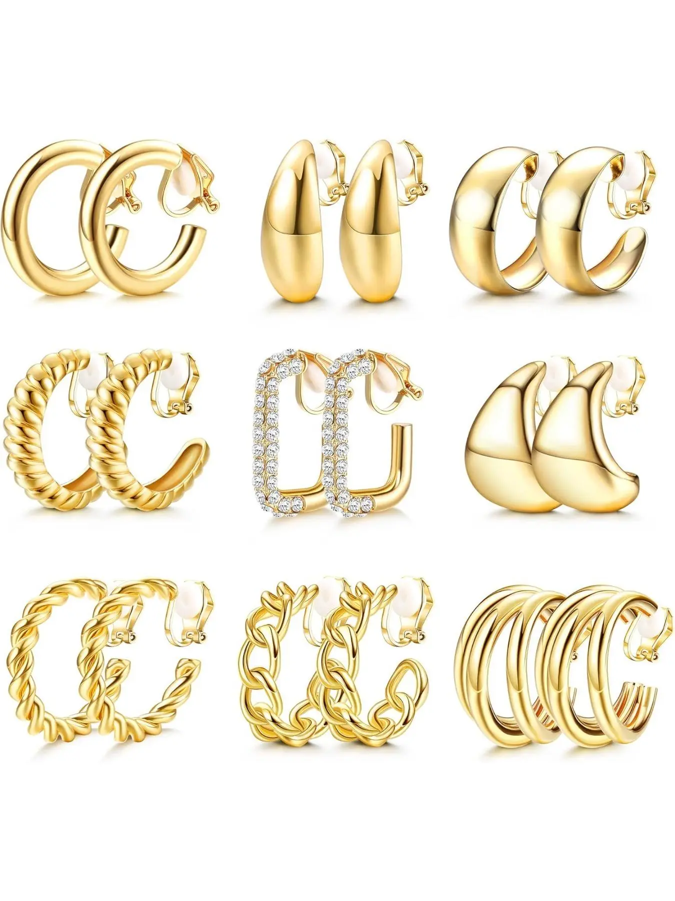 Minimalist Temperament Clip on Earrings, Earring Set, Elegant Minimalist Earrings, Fashionable Earrings for Women & Girls, Trendy All-match & Exquisite Jewelry for Birthday Gift