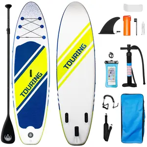 GARVEE Inflatable Stand Up Paddle Board,10'6''×33''Paddle Boards with Full Accessories,Ultra-Light & Wide Stable Design,Non-Slip EVA Comfort Deck for Paddle,Yoga,Fishing,Sunbathing,Blue Yellow and White