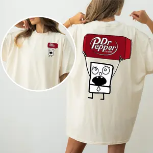 DrPepper x Doodle Sponge Bob Cartoon 2 Sided T-shirt, Graphic Tee, Casual Womenswear