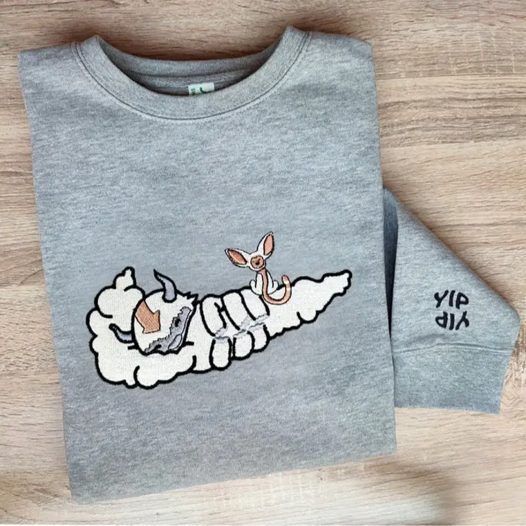 Sky Bison Embroidered Shirt, Anime Embroidered Shirt