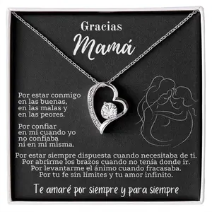 Collar de regalo para mi mamá, regalo del Día de la Madre, regalos para mamá e hija To My Mom Necklace Gift Mama Mother Women Girl Love Heart Crystal Pendant Necklaces Fashion Jewelry
