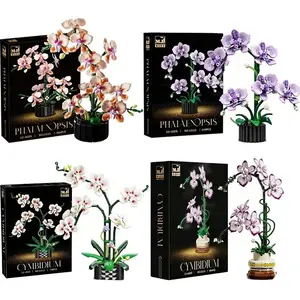 2026 new 16 styles Various Simulation Home Flowers Series Building Blocks Home Desk DIY Plant Decoration Valentine's Girl Holiday Gifts