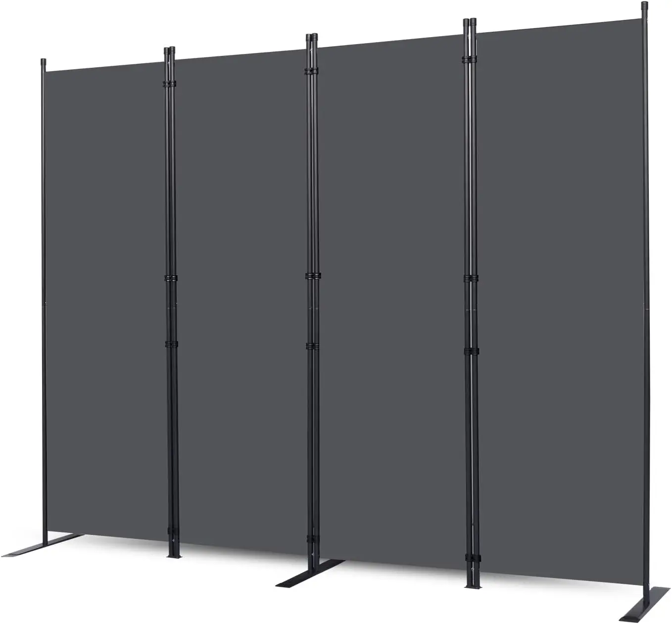 Modern 4-Panel Folding Wall Divider - 6 Ft Portable Room Separator with Widened Support, 88" W x 71" H Grey Temporary Screen for Restaurant, Garage, Classroom, Guests