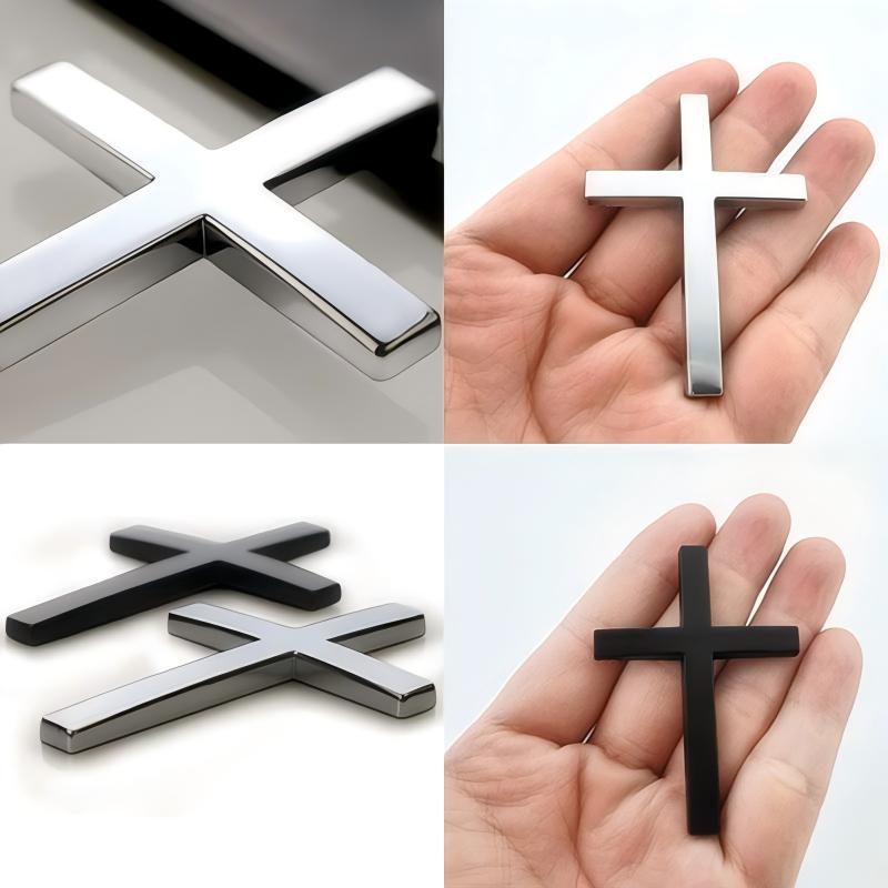 Two Pcs 3D Cross Sticker Christian Car Exterior Decorative Sticker Universal Car Accessories for Motorcycle & SUV Emblem Badge Decal Decoration Two Pcs No Warranty