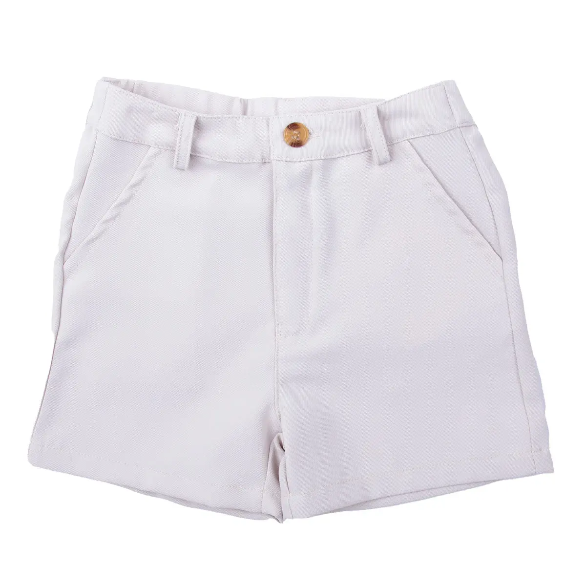 Boys' Classic Khaki Polyester Stone Standard Shorts - 4T Church Bottoms with Zip, Button Closures, Comfortable, Standard Cut, Plain