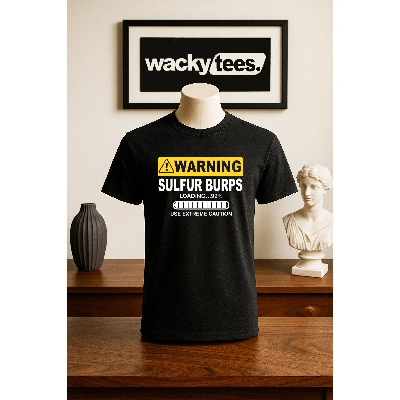 Warning Sulfer Stinky Burps Loading Funny Graphic Tee Shirt