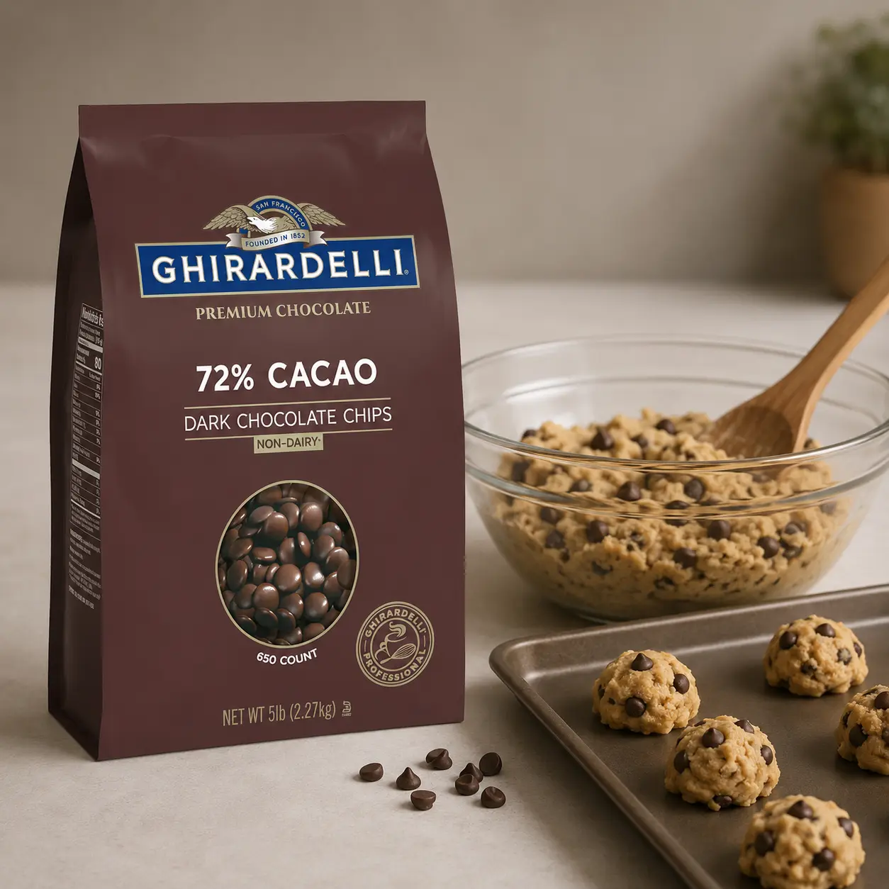 Ghirardelli 72% Cacao Dark Chocolate Chips, 10lb Total (2 Pack) – Premium Baking Chocolate for Cookies, Brownies, Cakes, Desserts & Professional Baking