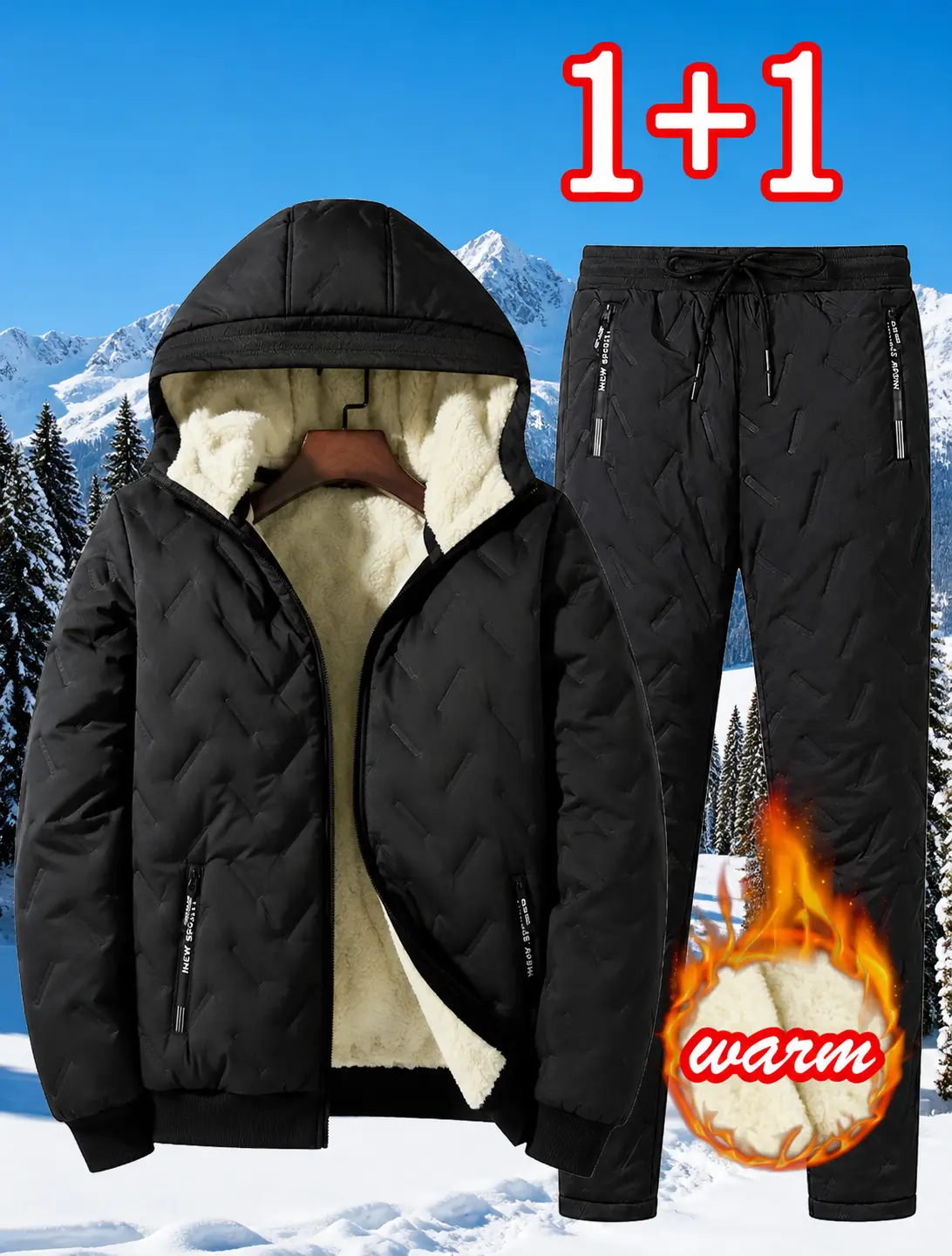 Men’s Autumn Winter Fleece Thickened Set - Multi-Pocket Design, Perfect for Daily Work Commute, Outdoor Leisure & Skiing Clothes Menswear men's 2 piece set Formal Beige men's sweatsuit set men sweatsuit set men 2 piece sets men's 2 piece set Long Sleeve