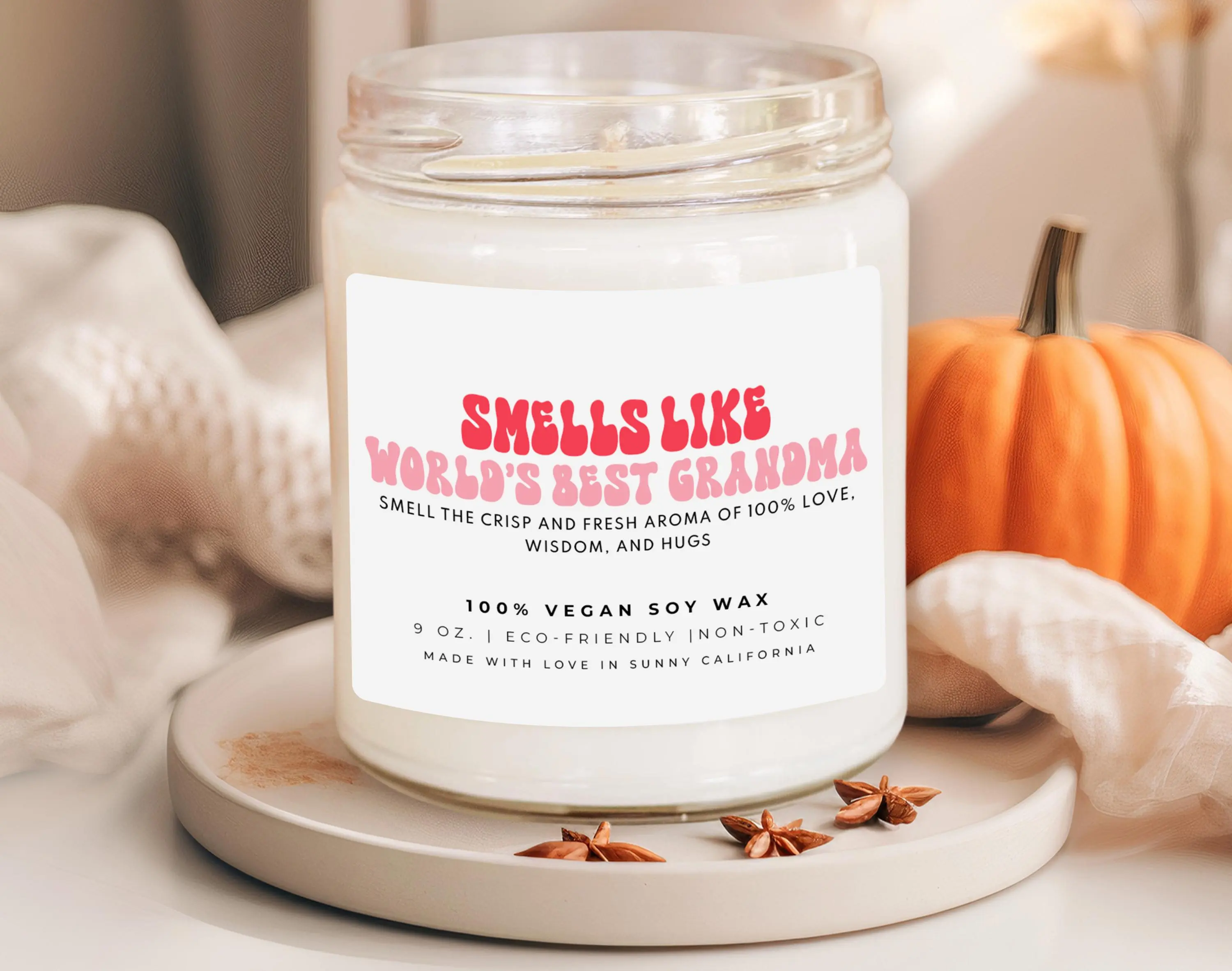 Smells Like World's Coolest Grandma Candle, Grandmother Soy Wax Candle, Custom Scented Candle Gift For Grandma Birthday, (C-6FAM) Decor Glass
