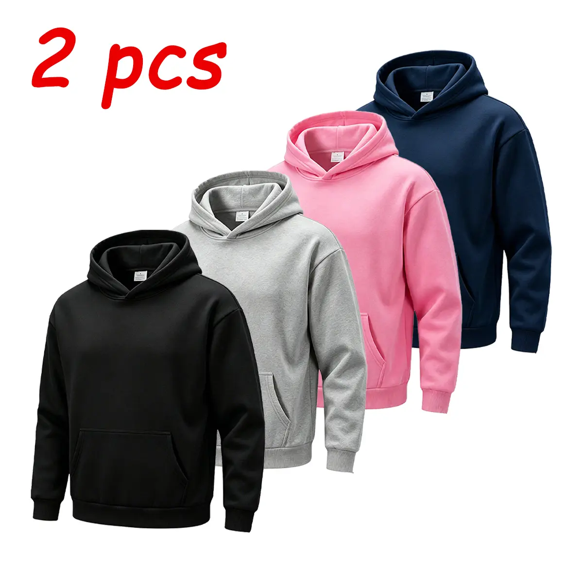 Men's Plain Stylish Cropped Pullover Hoodie - Menswear Sweatshirt with Loose Drop-Shoulder Design, Soft Fleece Fabric, Kangaroo Pocket, Street Casual Top, Sweatshirts, Long Sleeve