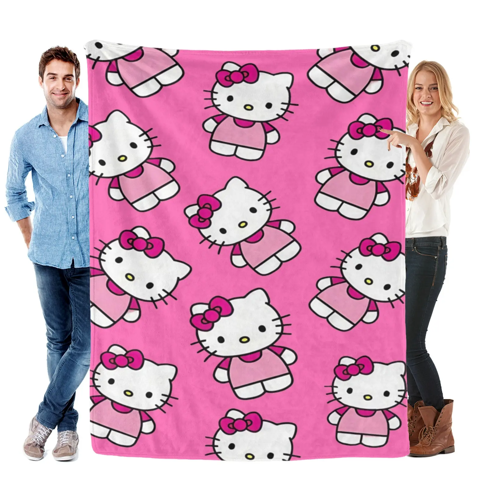 Sanrio Hello Kitty Print Cute Summer Quilt - All-Season AC Blanket for Girls & Kids