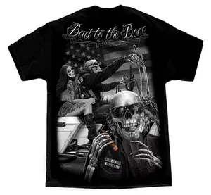 Bad To The Bone Ride Or Die DGA David Gonzales Art T Shirt Summer - Black T-Shirt with Graphic Print - Top, Menswear