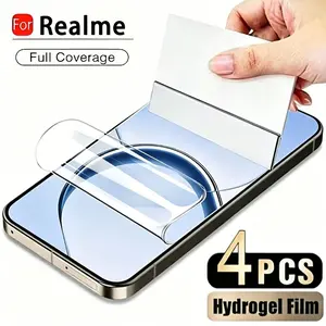 4 PCS Hydrogel Film Suitable For Realme 16 16 pro 16 pro+，Suitable For Realme 15 15 Pro 15T 15 Lite 14 14T 14 Pro 14 Pro+ GT 8 GT 8 Pro GT 7 GT 7 Pro C71 C75 5G Screen Protector Auto Repair Anti-scratch Fingerprint Resistant Touch Sensitive