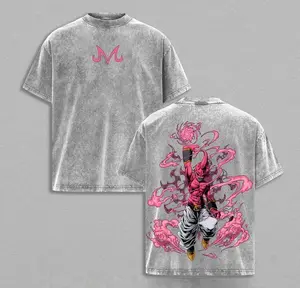 valentine shirts Majin Buu Vintage Washed Anime T-Shirt | Kid Buu Pink Energy Graphic Tee | Oversized Streetwear Retro Shirt | Heavy Cotton Gift for DBZ & Anime Fans