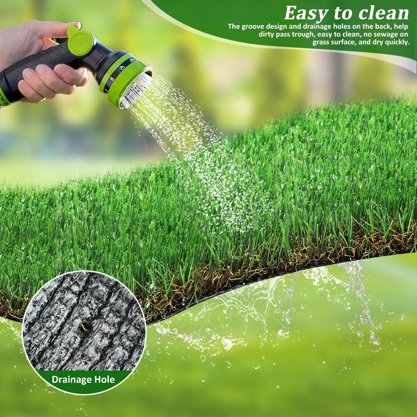 3FTx10FT Realistic Artificial Grass Turf Rug, 1.38" Thick Pet Dog Drainage Fake Lawn Mat for Patio, Garden Yd (Home Improvement Garden Supplies)