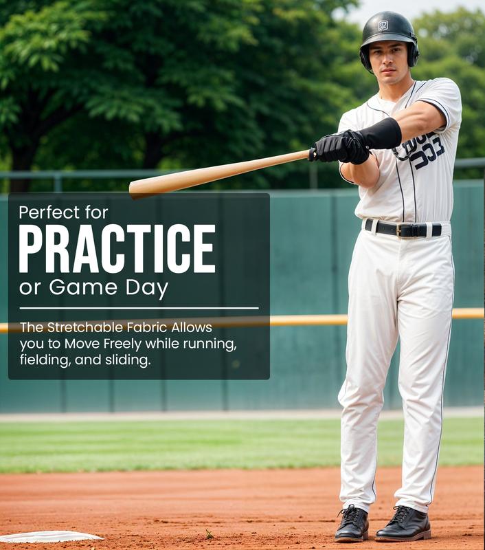 Exxact Sports Home Run Men's Baseball Pants without Piping - Full-Length, Semi-Relaxed Fit, Open-Bottom Adult Baseball Pants - (Grey)