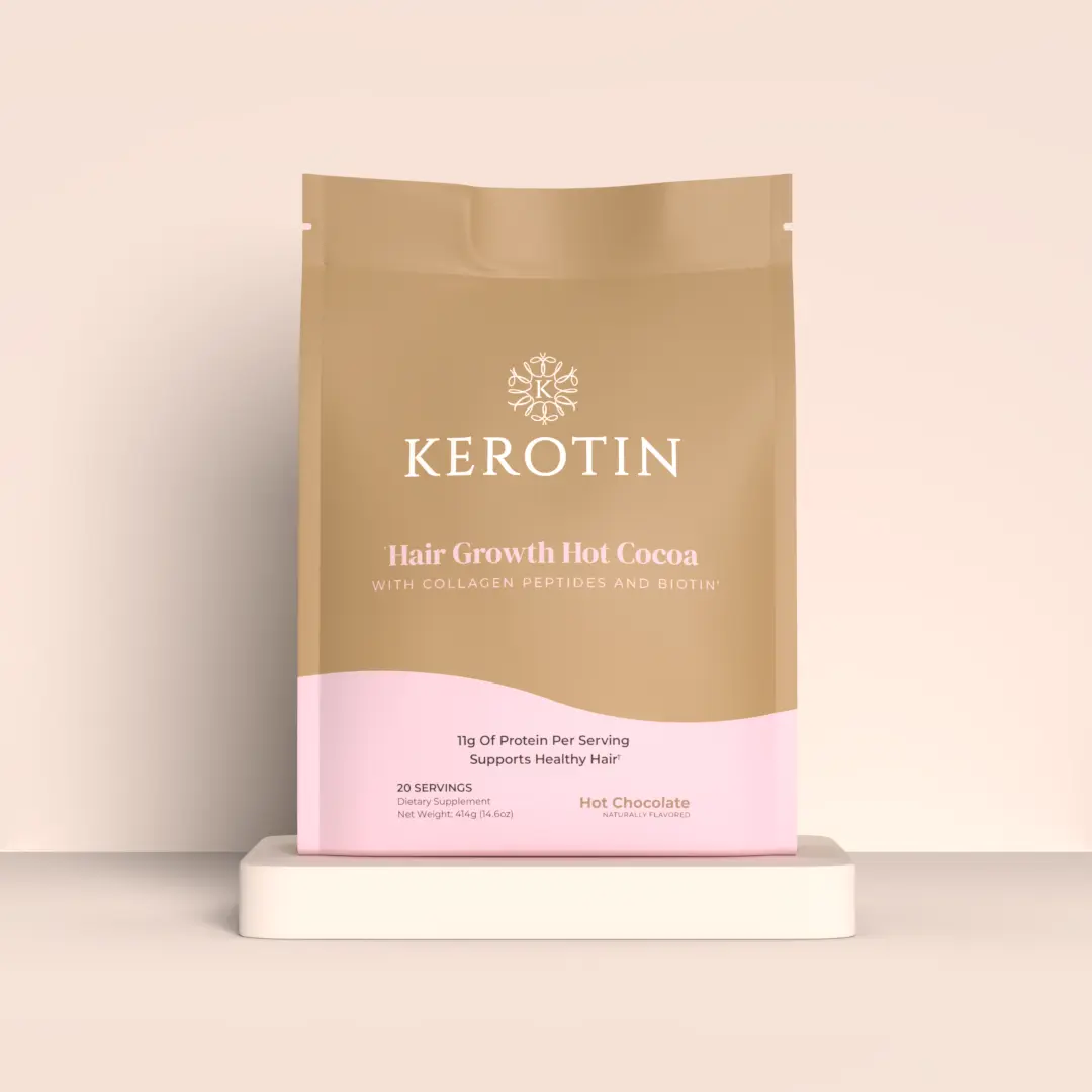 Kerotin Hair Growth Hot Cocoa - Rich Velvety Chocolate Drink for Healthy Hair Growth, Thickness & Shine with Collagen Peptides, Biotin & Antioxidants - Supports Scalp & Follicle Health - 11g Protein, No Added Sugar - 20 Servings