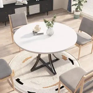 [fathers day gift]New Upgraded iron frame PB round dining table 1000 * 1000 * 745mm