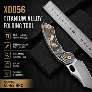 Mulight EDC XD056 Pocket Tool - M390 edge, Titanium Handle, Frame Lock, Thumb Stud, Top flipper, bearing pivot system, every day carry