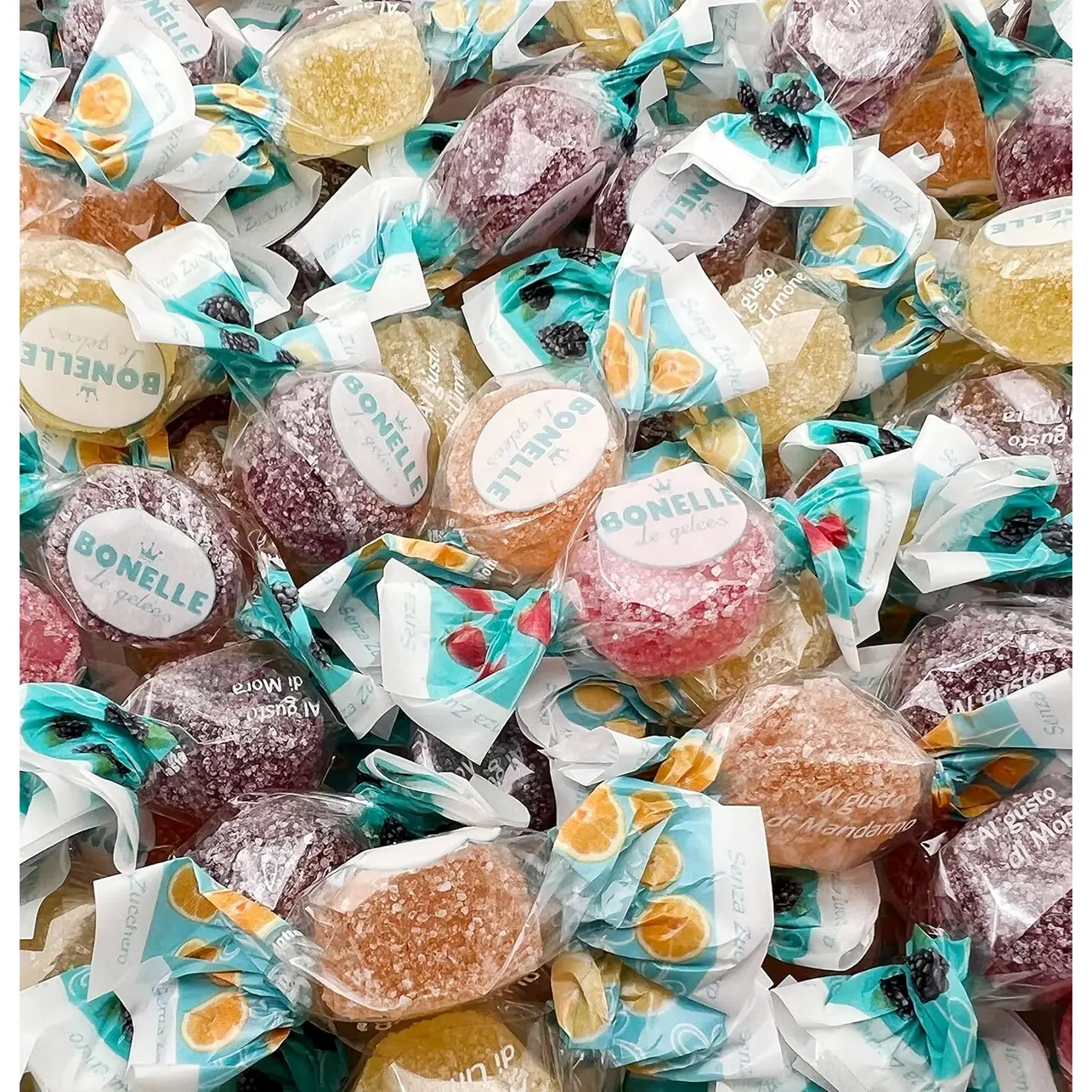 Bonelle Sugar Free Fruit Jelly Candy | 1 Pound Bag | Individually Wrapped Sugar Free Candy | Naturally Flavored Dye Free Candies | Assorted Flavors Italian Jellies