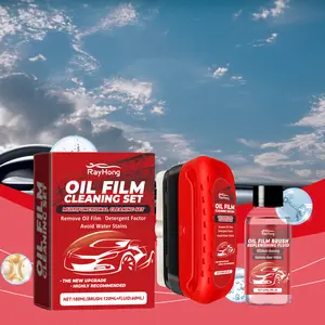 Oil Film Cleaning Set - Streak-Free Car Window Cleaner Kit with Applicator Pad & 180ml Detergent Fluid for Rain Repellent & Anti-Fog Protection 148