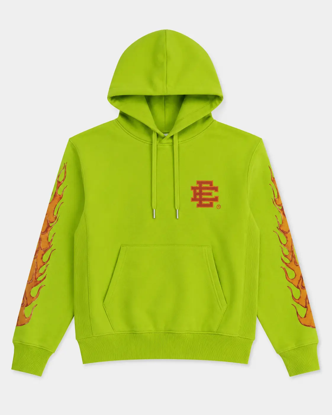 Eric Emanuel Hoodie, Flame Sleeve EE Logo Hoodie, Heavyweight Cotton Pullover, Unisex Streetwear, Casual Graphic Sweatshirt
