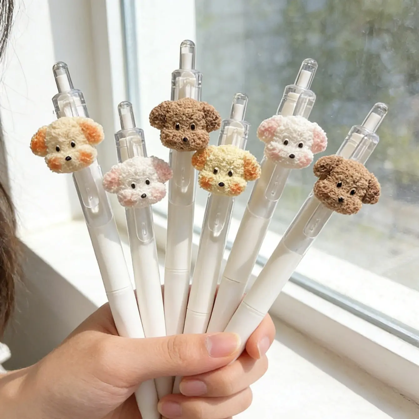 Cute Plush Bread Dog Keychain Pen, 0.5mm Ballpoint Pen, High-Profile Quick-Dry Brushing Pen, Ideal for Writing & Learning