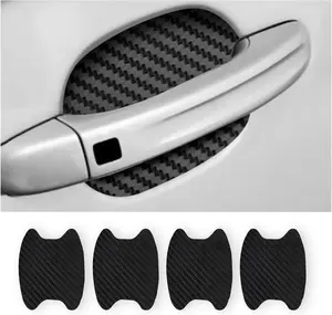4PCS Carbon Fiber Car Door Handle Protectors, Universal Anti-Scratch Guard Stickers Fit Most Cars