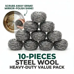 10-Pack Stainless Steel Wire Brushes, Durable Heavy-Duty Oil Stain Remover, Kitchen & Bathroom Cleaner, High Density, Reusable
