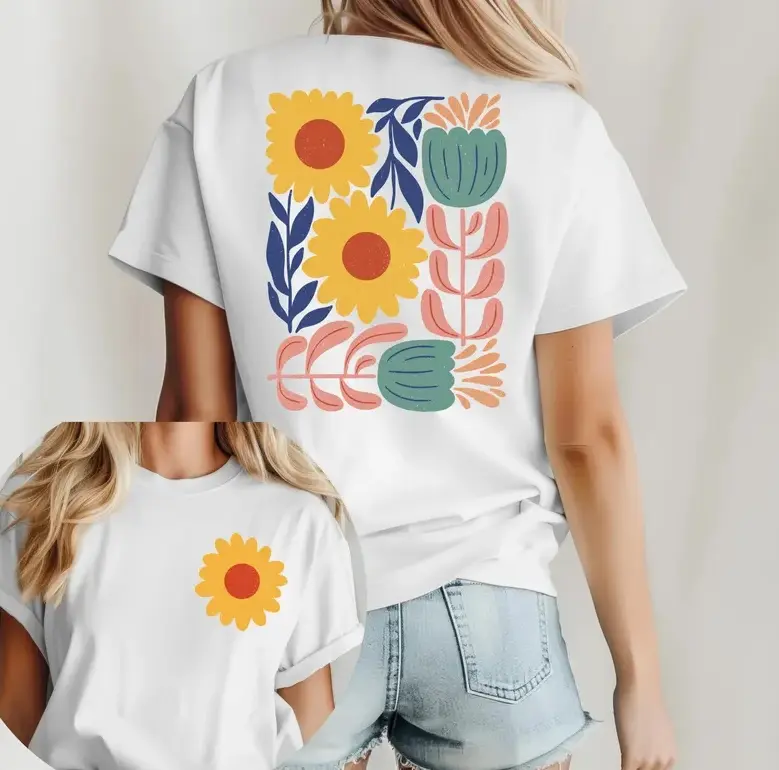  Double Sided Shirt, Distressed Flowers Tshirt, Matisse Floral Graphic Shirt, Flower Market, Botanical Floral Tshirt