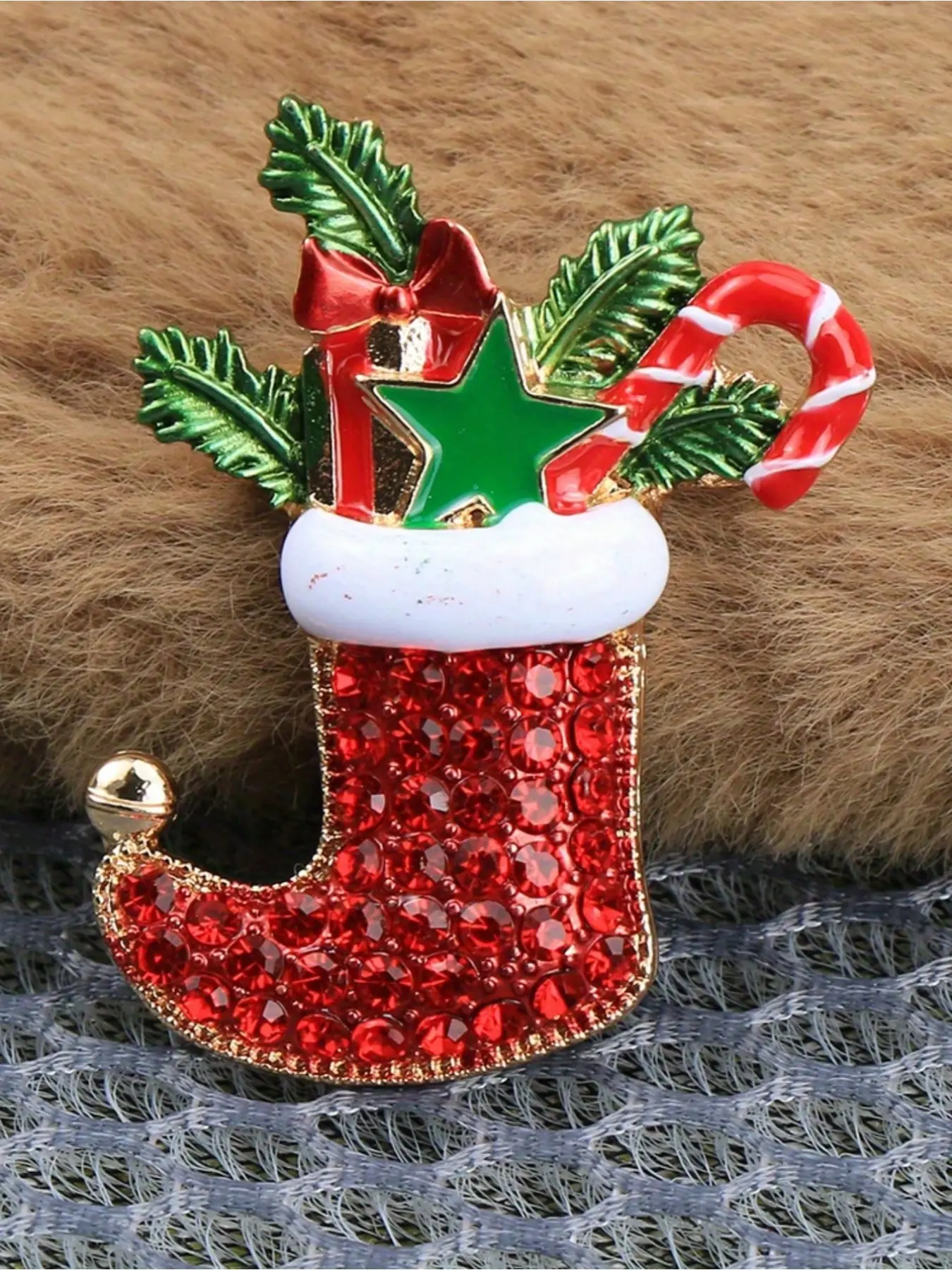 Adorable Christmas Stocking Pin Brooch Perfect Holiday Accessory