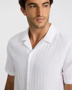 Express Textured Stripe Short Sleeve Shirt