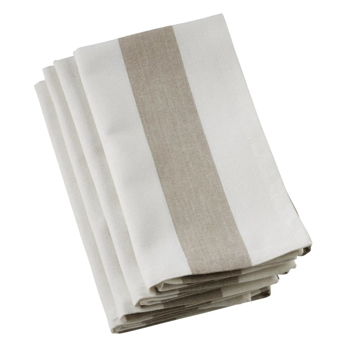 212 MAIN Classic Striped Reusable All-Cotton Square Napkins - 20 in, Soft, Taupe, Lightweight, Modern, Folded, Multipack of 4, Packaged, Kitchenware, Cutlery, Dinnerware Tableware, Stripes