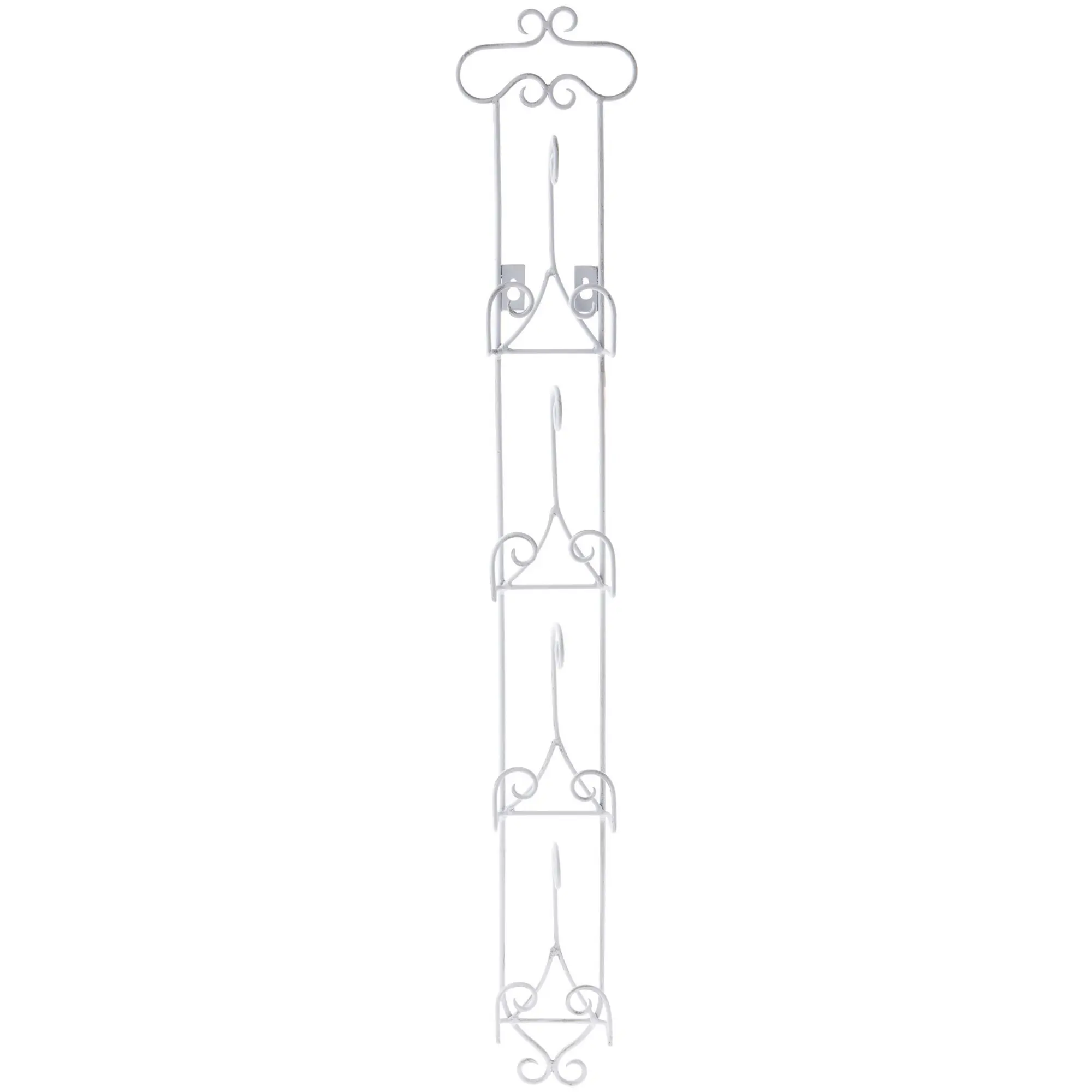 Bard's Antique White Finish Wall Mountable Cup and Saucer Hanger, 6.25" W x 2.5" D x 38" H (Holds 4 Cup and Saucer Sets)