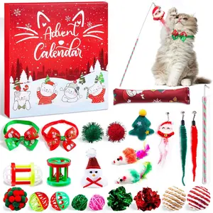 Cat Advent Calendar 2025, 24 Day Advent Calendar for Pets Christmas Countdown Calendar for Kitten with Assorted Cat Interactive Play Toys