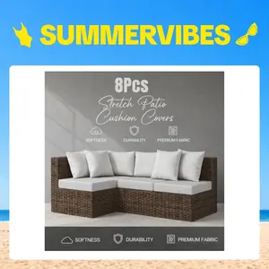 8 Pack Patio Cushion Covers Stretch Outdoor Sofa Cushion Covers Washable Fade Resistant Slipcovers